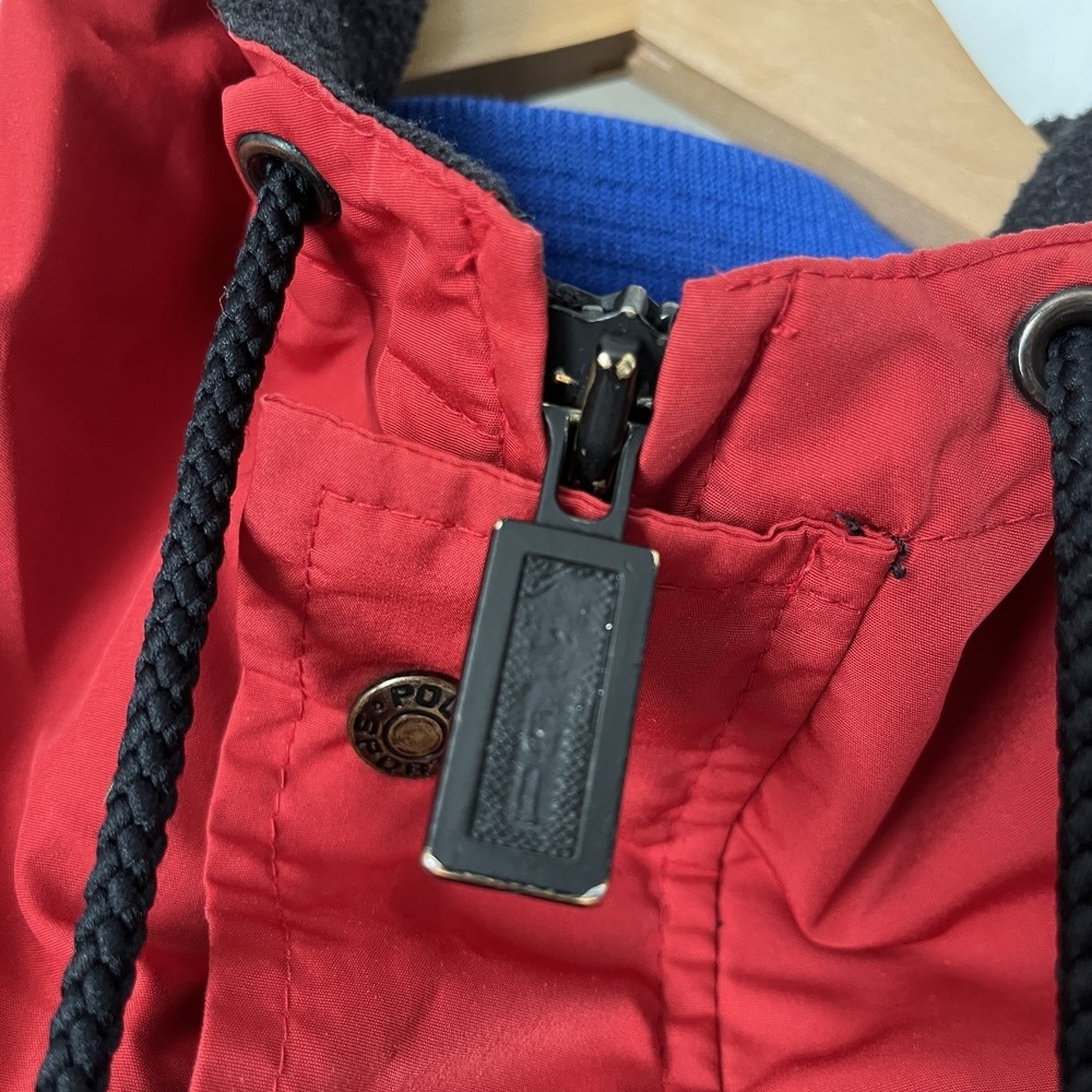 Polo Sport Ralph Lauren Jacket Men L Red Black Fleece Nylon Hooded Vintage 90s - Picture 12 of 16